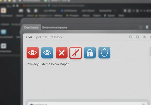 Browser window with various extensions and a privacy warning icon