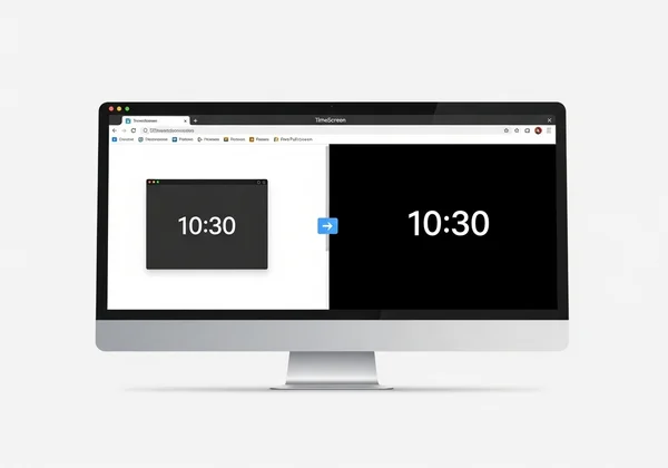 Digital clock interface going full screen on a monitor