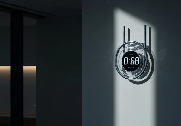 A large, clear digital clock on a monitor for focus